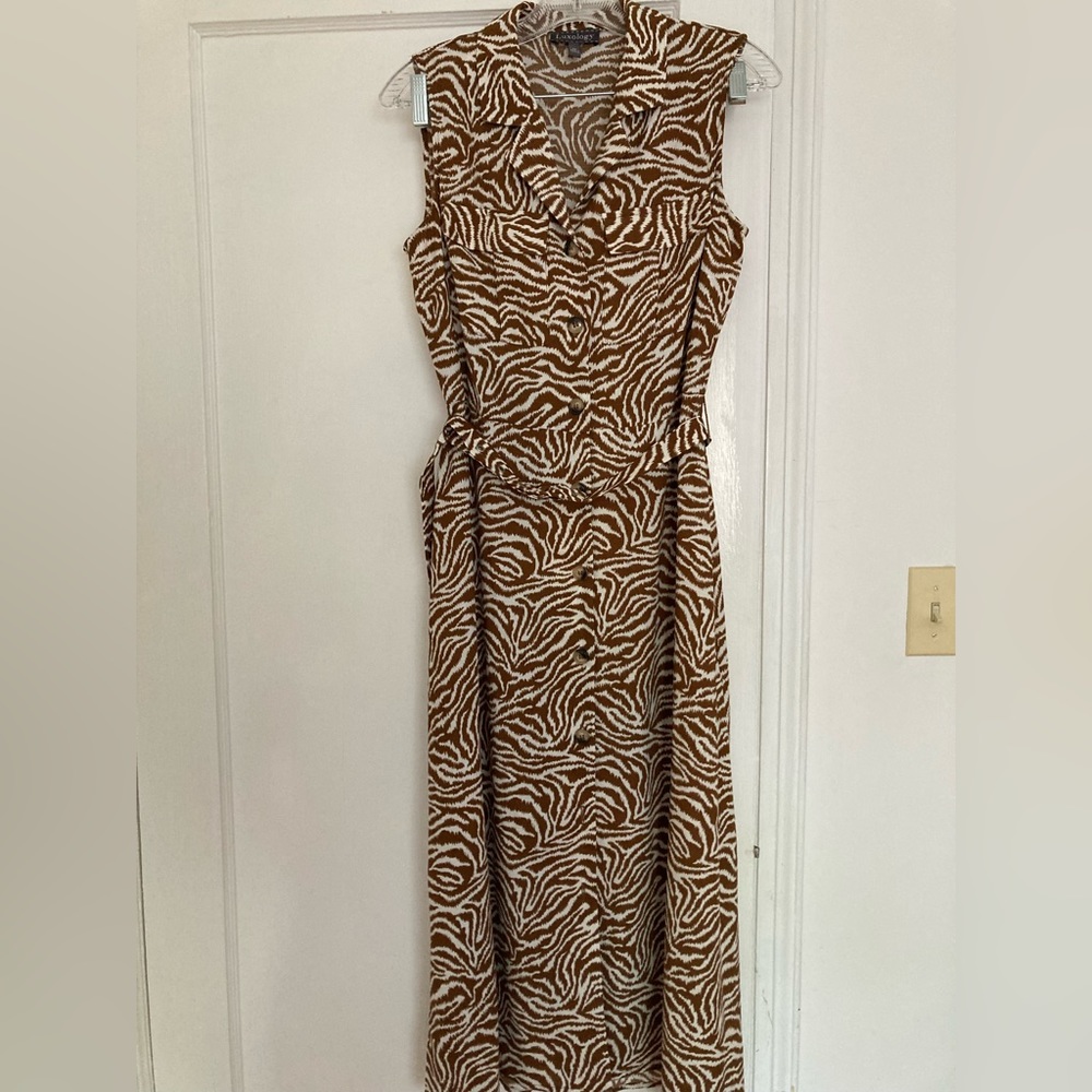 Tiger print dress with belt